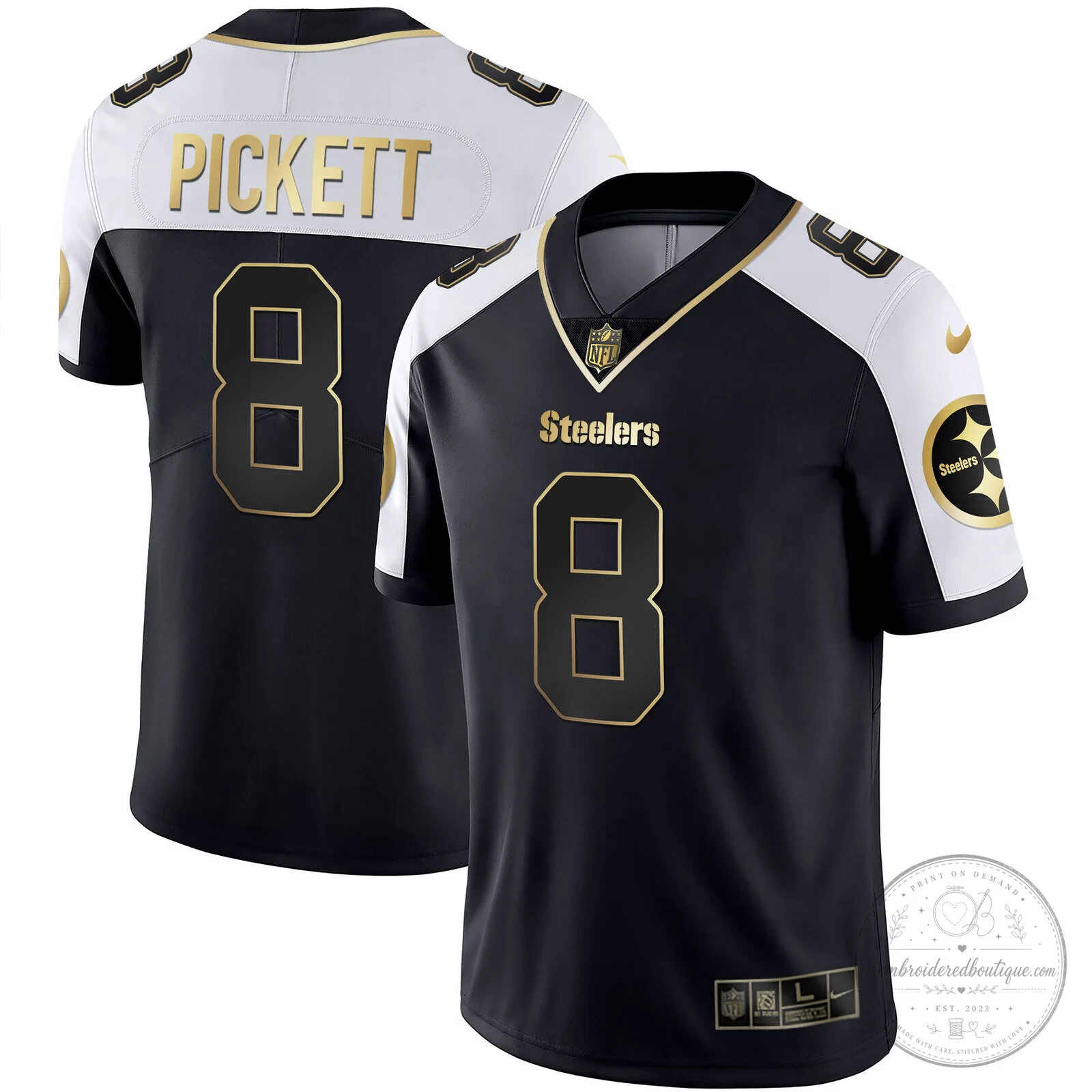 Pittsburgh Steelers T.J. Watt White Gold Number 90 American Football Jersey 87 Pittsburgh Steelers T.J. Watt White Gold Number 90 American Football Jersey