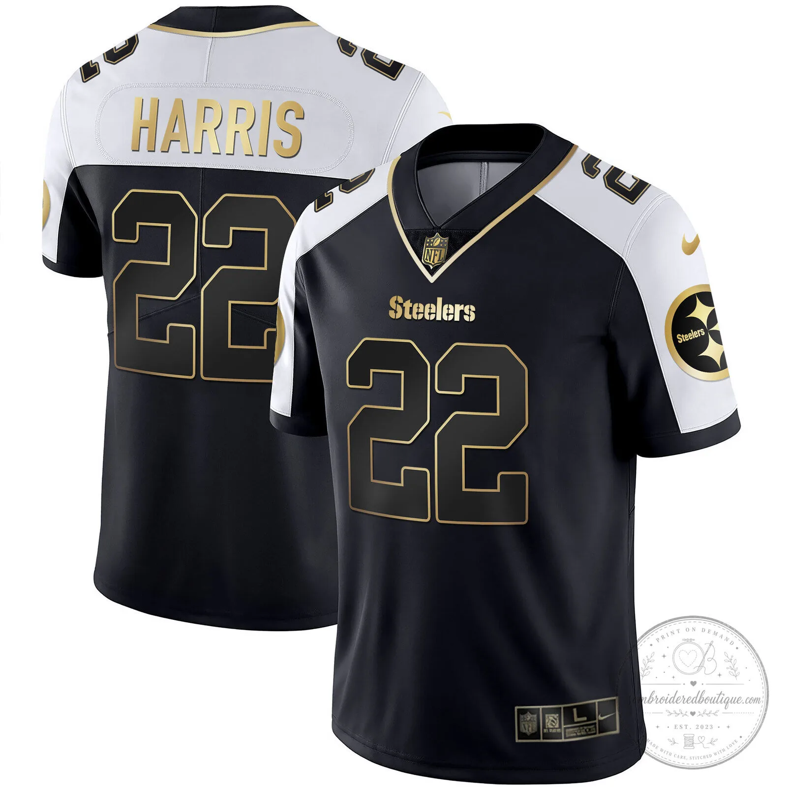 Pittsburgh Steelers T.J. Watt White Gold Number 90 American Football Jersey 88 Pittsburgh Steelers T.J. Watt White Gold Number 90 American Football Jersey