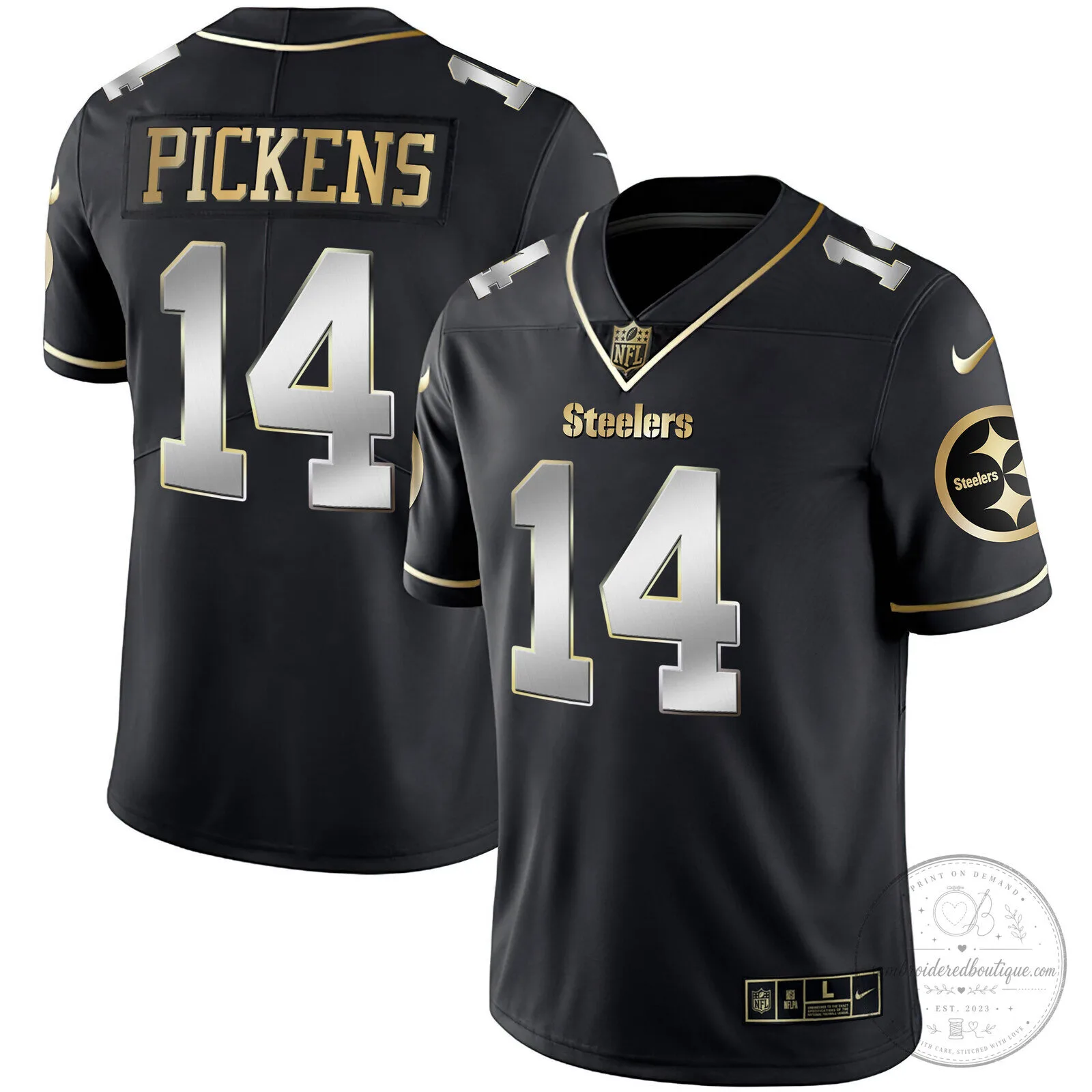 Pittsburgh Steelers T.J. Watt White Gold Number 90 American Football Jersey 93 Pittsburgh Steelers T.J. Watt White Gold Number 90 American Football Jersey