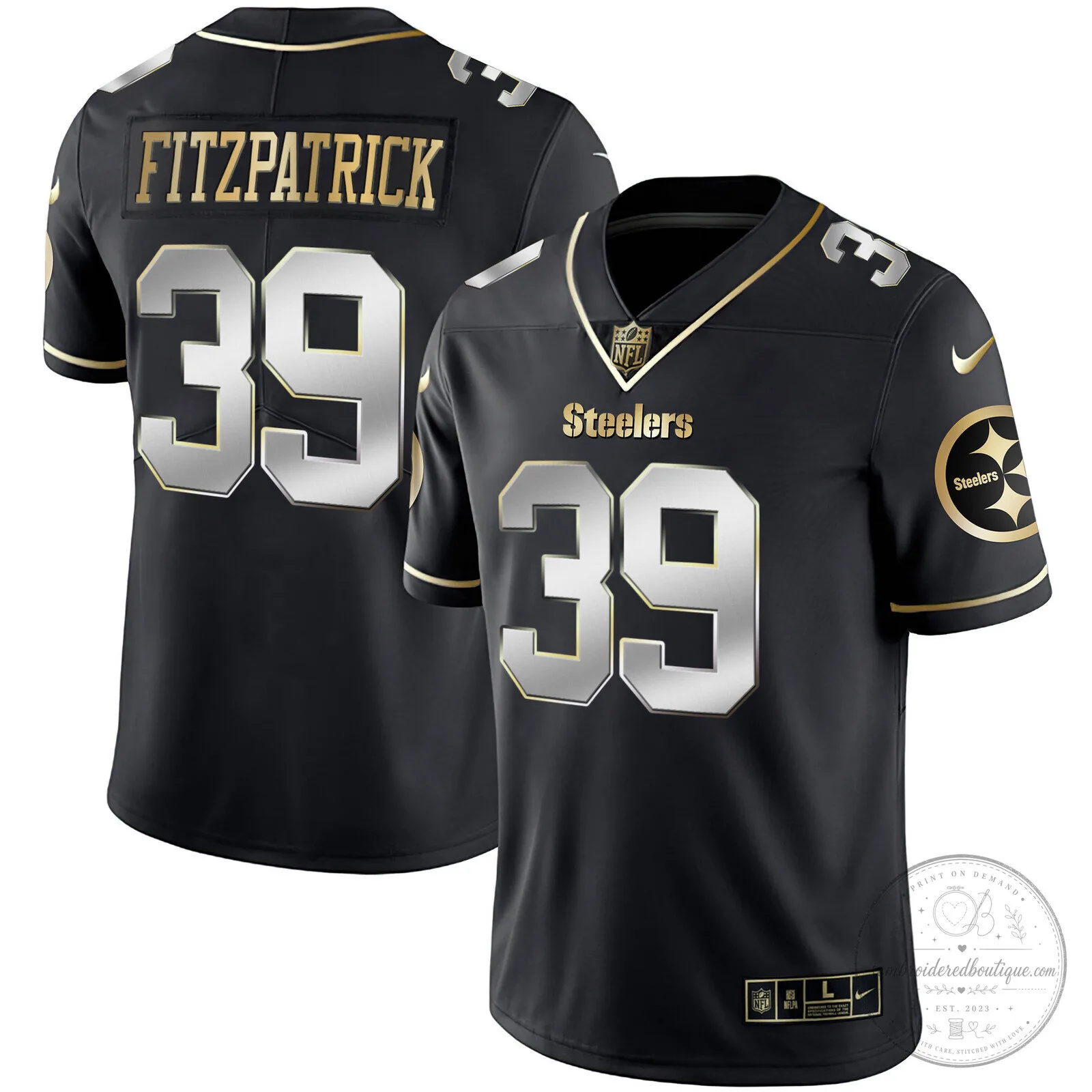 Pittsburgh Steelers T.J. Watt White Gold Number 90 American Football Jersey 94 Pittsburgh Steelers T.J. Watt White Gold Number 90 American Football Jersey