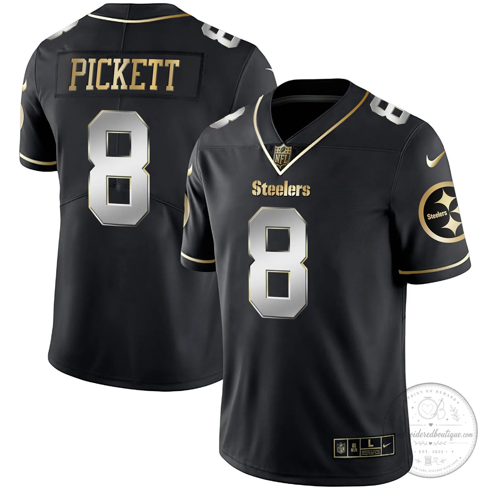 Pittsburgh Steelers T.J. Watt White Gold Number 90 American Football Jersey 95 Pittsburgh Steelers T.J. Watt White Gold Number 90 American Football Jersey