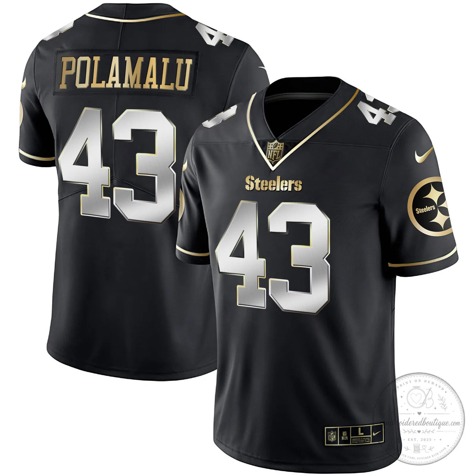 Pittsburgh Steelers T.J. Watt White Gold Number 90 American Football Jersey 98 Pittsburgh Steelers T.J. Watt White Gold Number 90 American Football Jersey