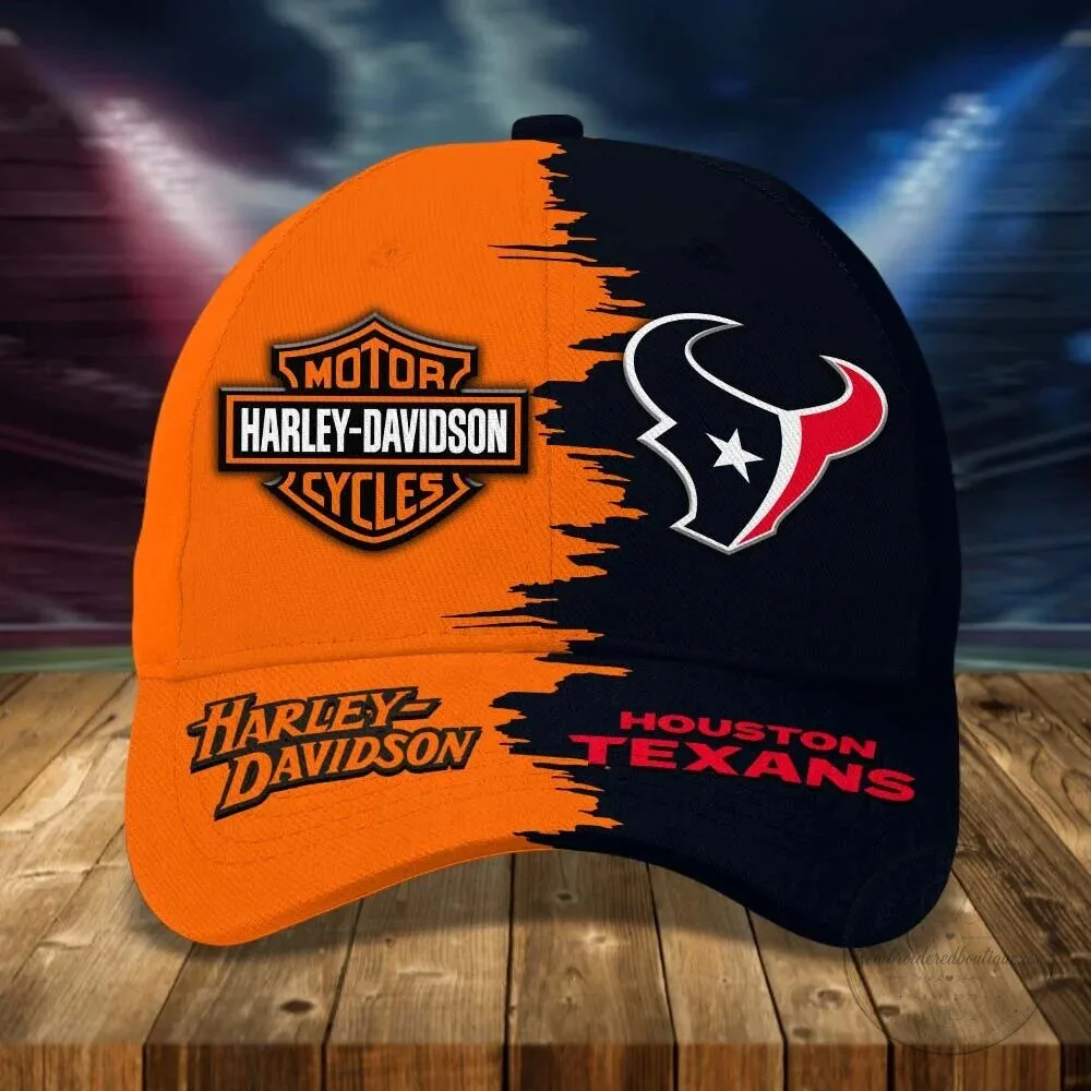 Houston Texans Harley Davidson Motorcycle Logo Baseball Cap Hat