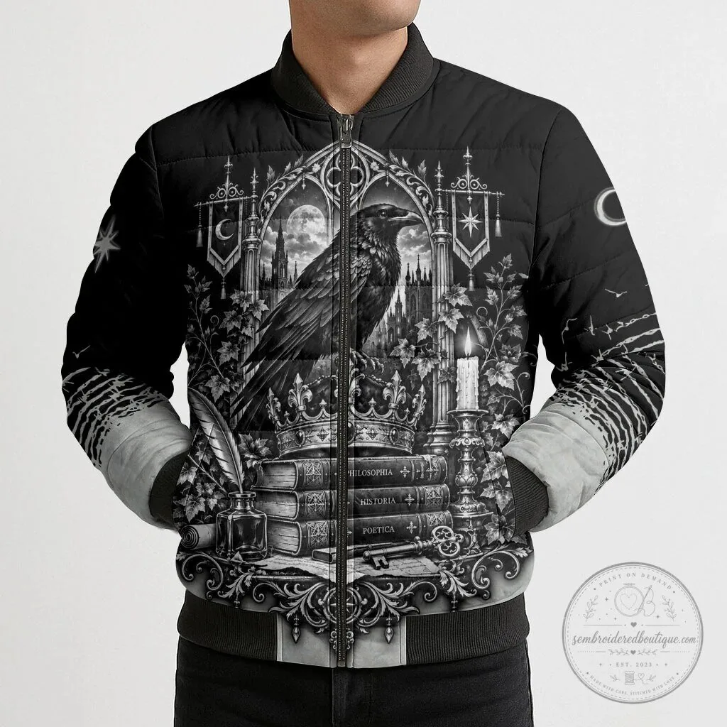 Gothic Literature-Inspired Vintage Bomber Jacket with Raven Design for Dark Academia Aesthetic 13 Gothic Literature-Inspired Vintage Bomber Jacket with Raven Design for Dark Academia Aesthetic