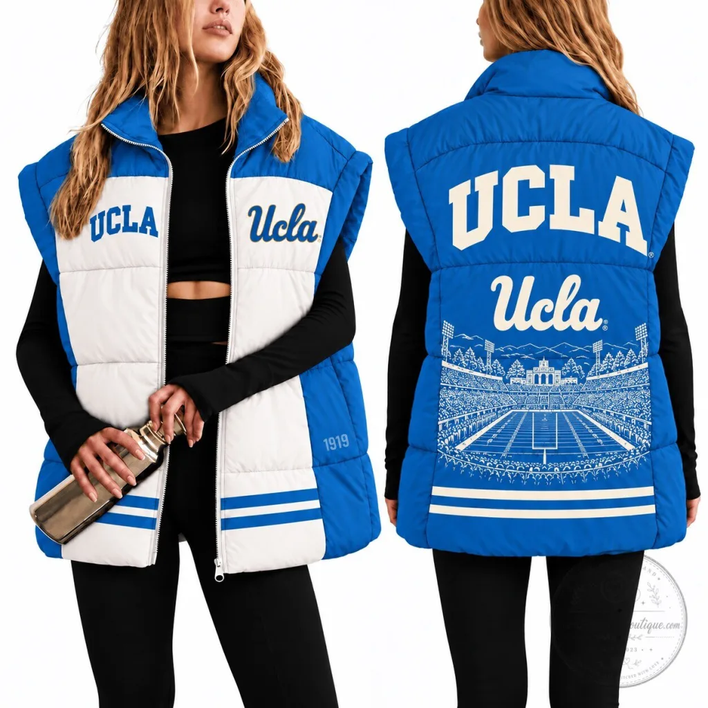 UCLA Bruins College Football Team Puffer Vest for Women UCLA Bruins College Football Team Puffer Vest for Women
