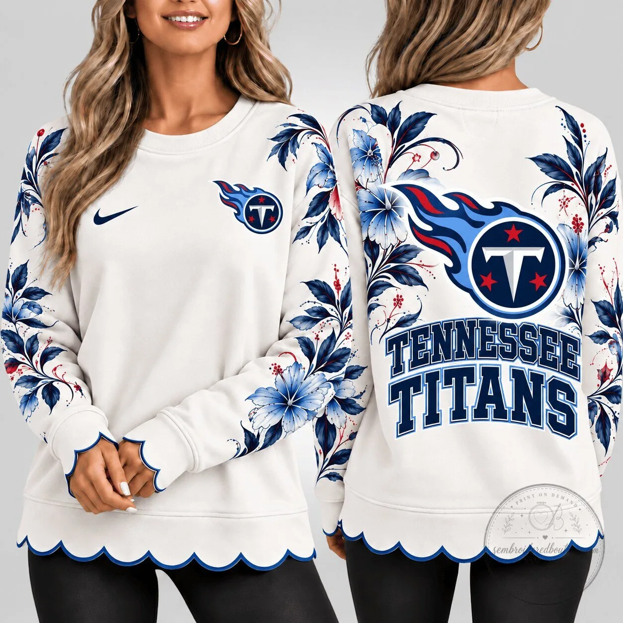 Tennessee Titans NFL Floral Elegance Crewneck Sweatshirt for Women