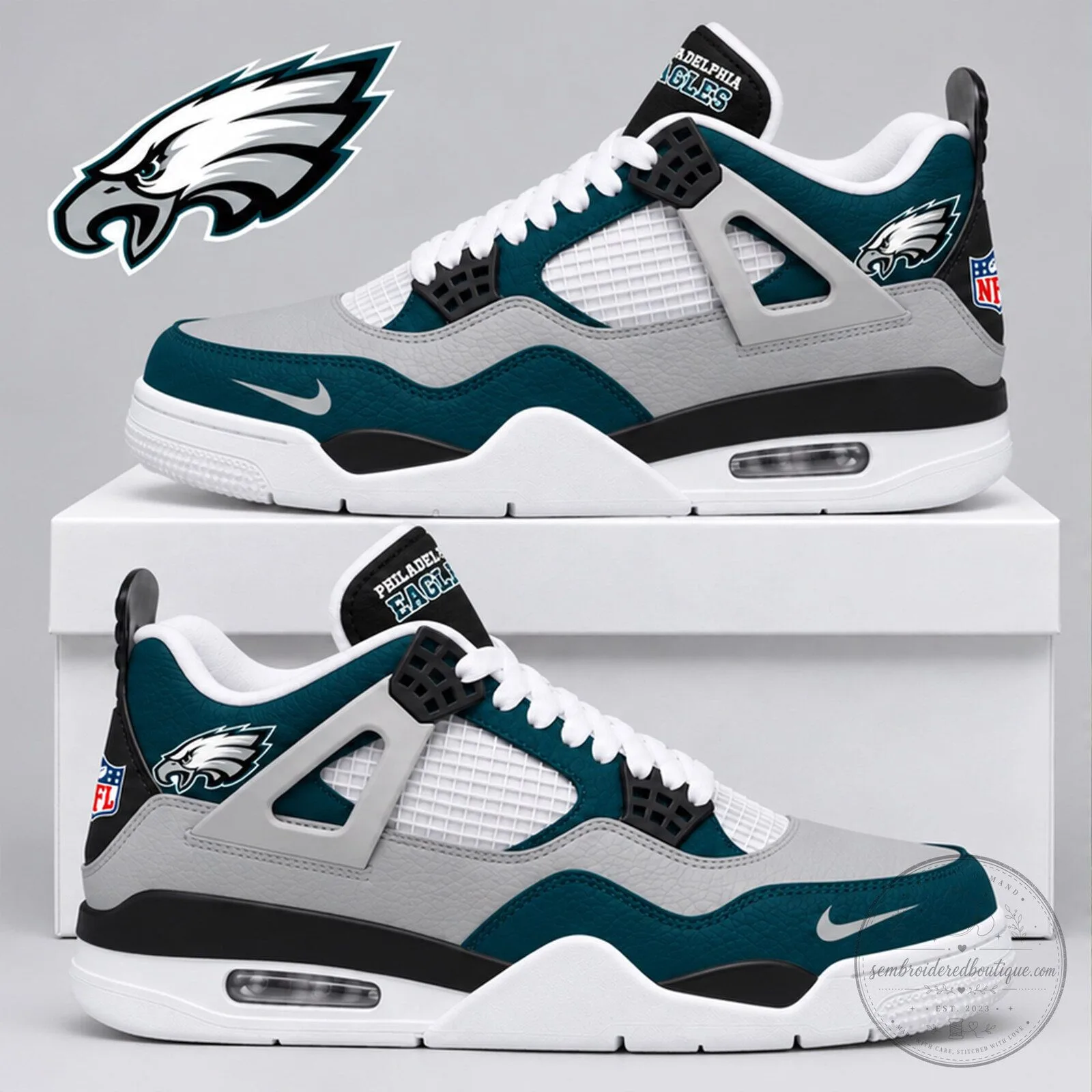 Philadelphia Eagles NFL Team Logo Sport Sneakers Custom Shoes 2 Philadelphia Eagles NFL Team Logo Sport Sneakers Custom Shoes