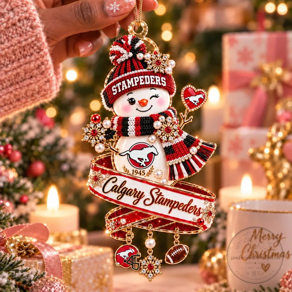 Calgary Stampeders Snowman Christmas Tree Ornament Calgary Stampeders Snowman Christmas Tree Ornament