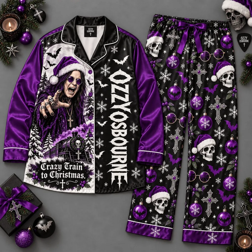 Ozzy Osbourne Crazy Train to Christmas Holiday Pajamas Set Ozzy Osbourne Crazy Train to Christmas Holiday Pajamas Set