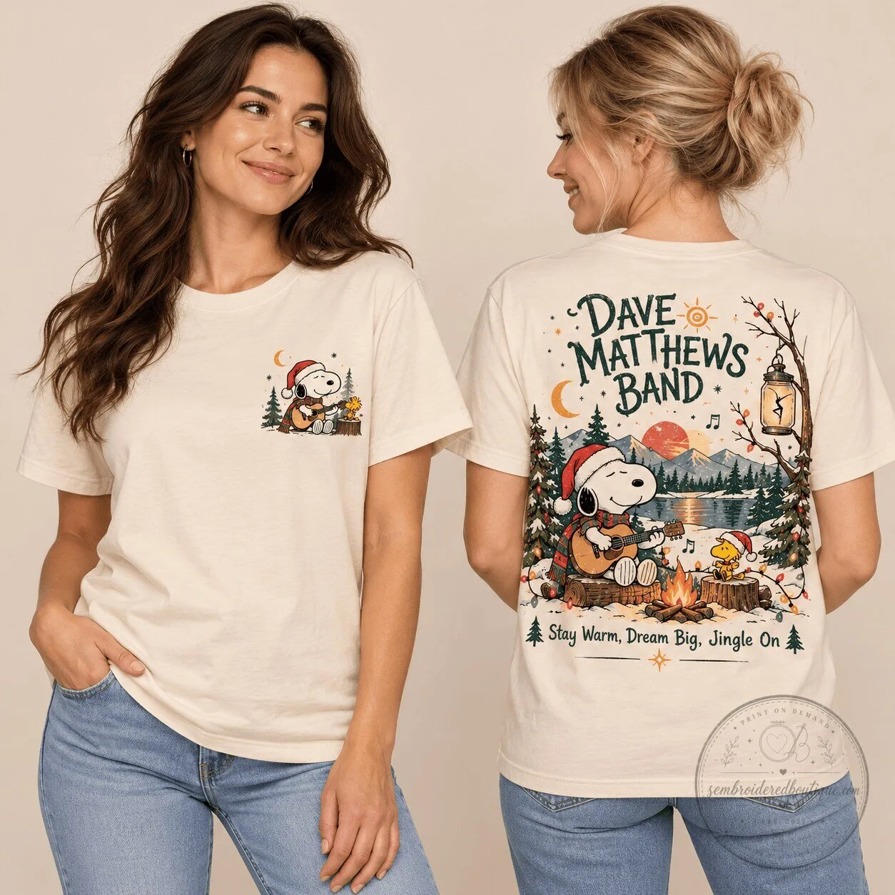 Dave Matthews Band Snoopy Christmas Stay Warm Jingle On T-Shirt