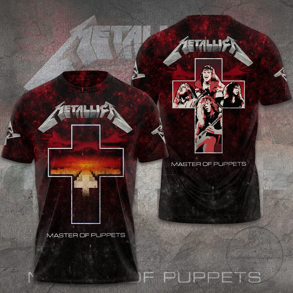 Metallica Master of Puppets Album Cover Art Red Black Rock Band T-Shirt