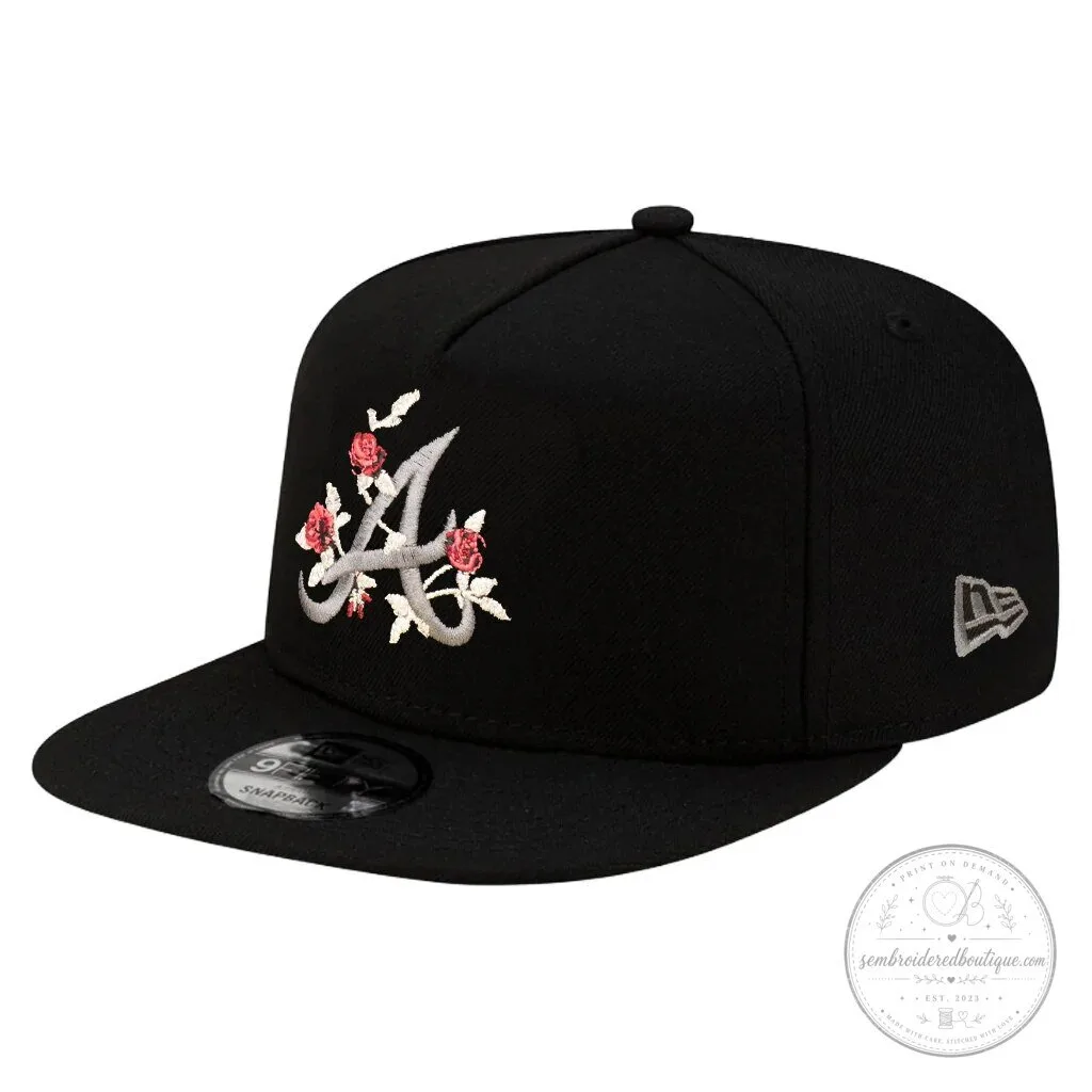 Atlanta Braves Black Roses Embroidered Snapback Baseball Cap Hat 8 Atlanta Braves Black Roses Embroidered Snapback Baseball Cap Hat