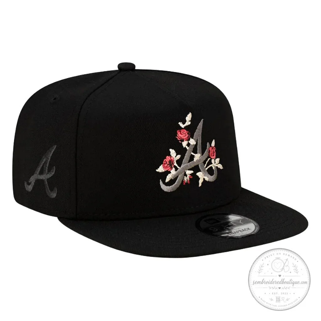Atlanta Braves Black Roses Embroidered Snapback Baseball Cap Hat 9 Atlanta Braves Black Roses Embroidered Snapback Baseball Cap Hat