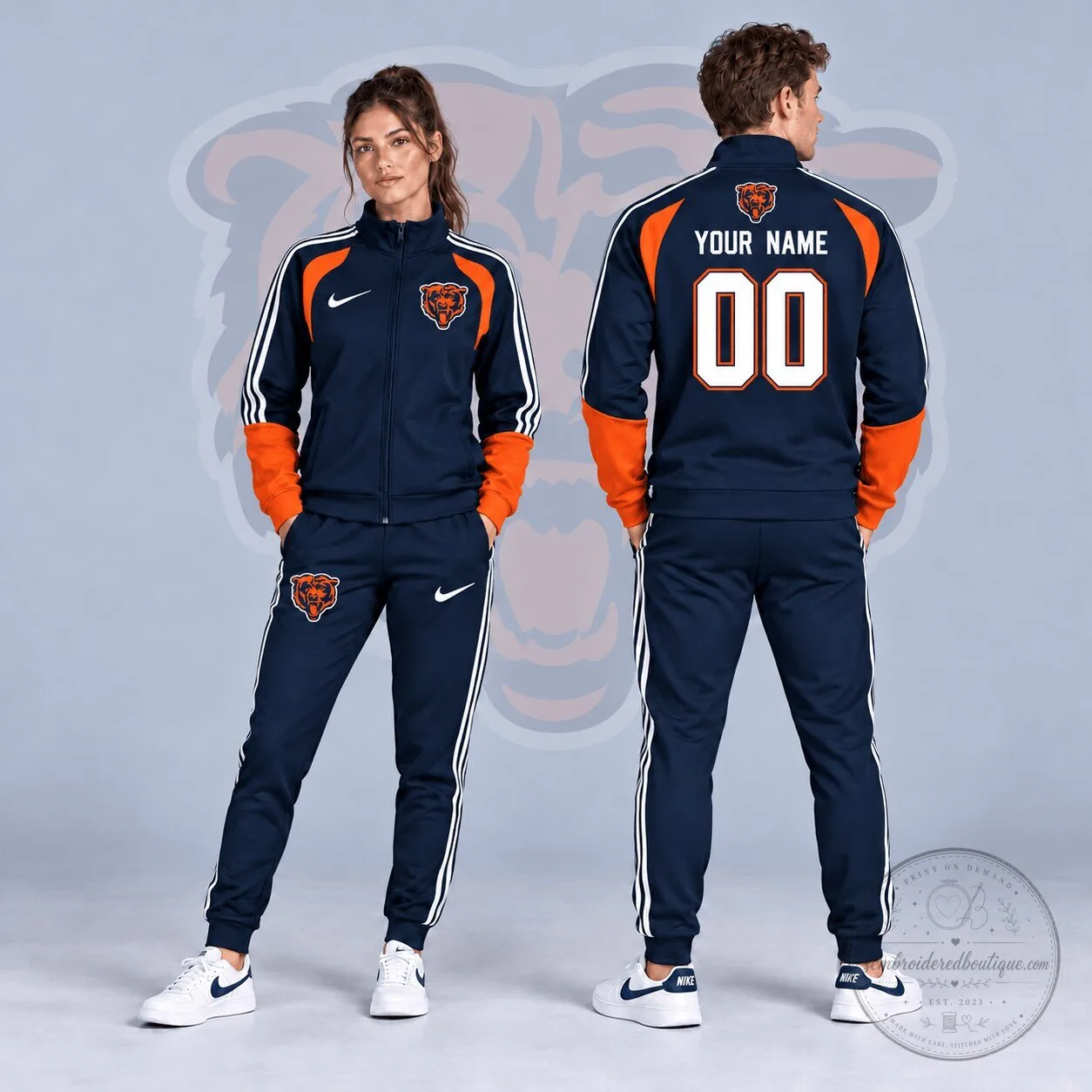 Chicago Bears NFL Custom Name Number Varsity Colorblock Full Zip Tracksuit Jacket 5 Chicago Bears NFL Custom Name Number Varsity Colorblock Full Zip Tracksuit Jacket