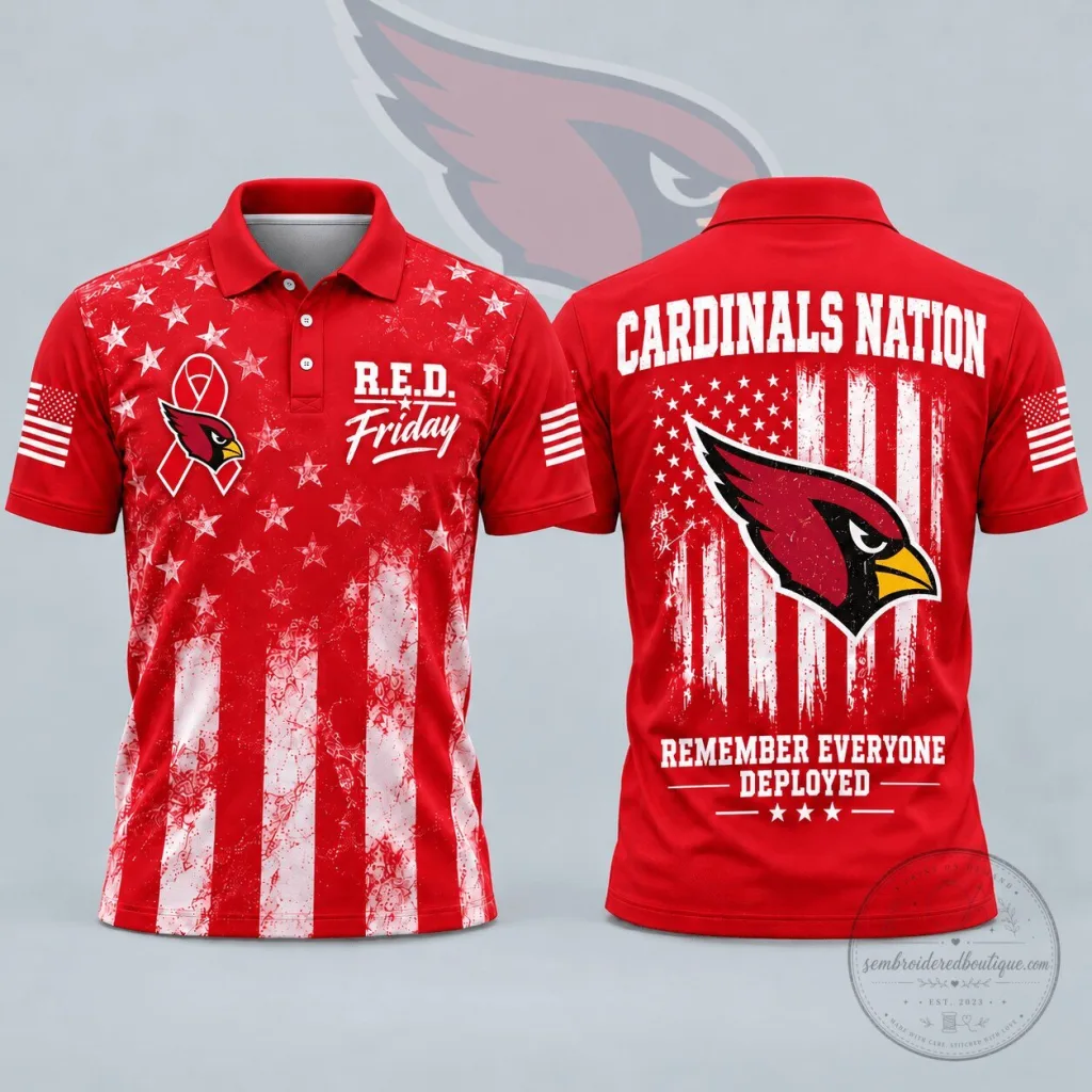 Arizona Cardinals R.E.D. Friday Remember Everyone Deployed Distressed Flag Polo Shirt Arizona Cardinals R.E.D. Friday Remember Everyone Deployed Distressed Flag Polo Shirt