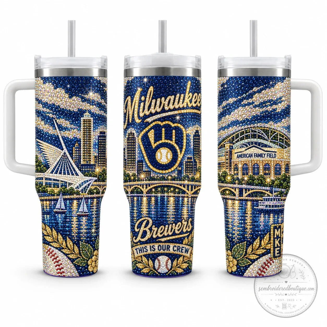 Insulated Tumbler with Diamond Pattern - Milwaukee Brewers Baseball City Edition