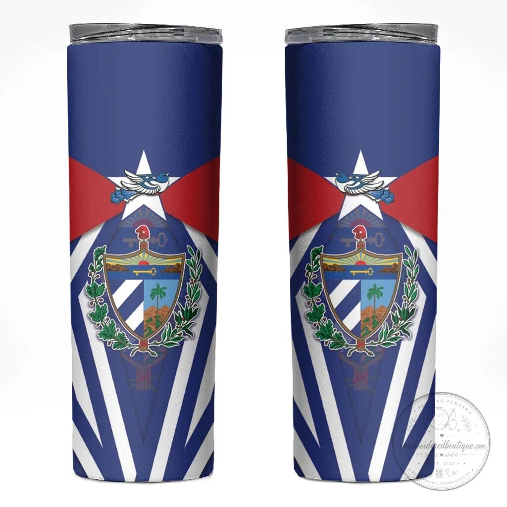 Cuban Flag Coat of Arms Patriotic Insulated Skinny Tumbler
