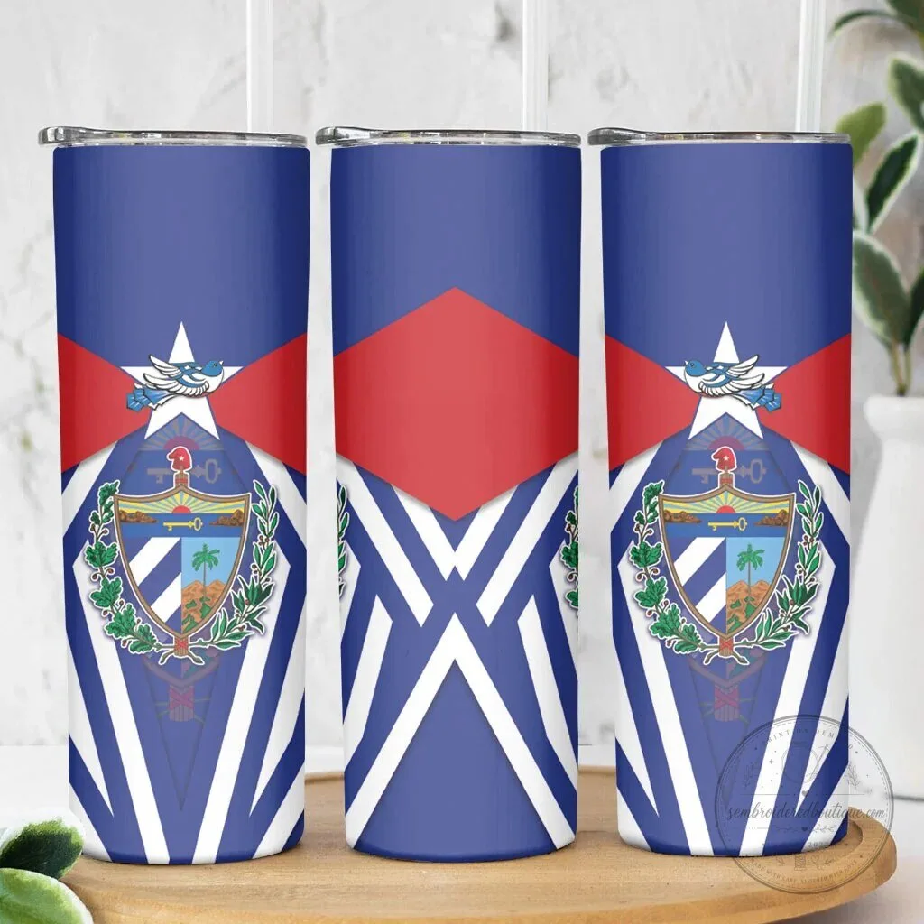 Cuban Flag Coat of Arms Patriotic Insulated Skinny Tumbler 12 Cuban Flag Coat of Arms Patriotic Insulated Skinny Tumbler