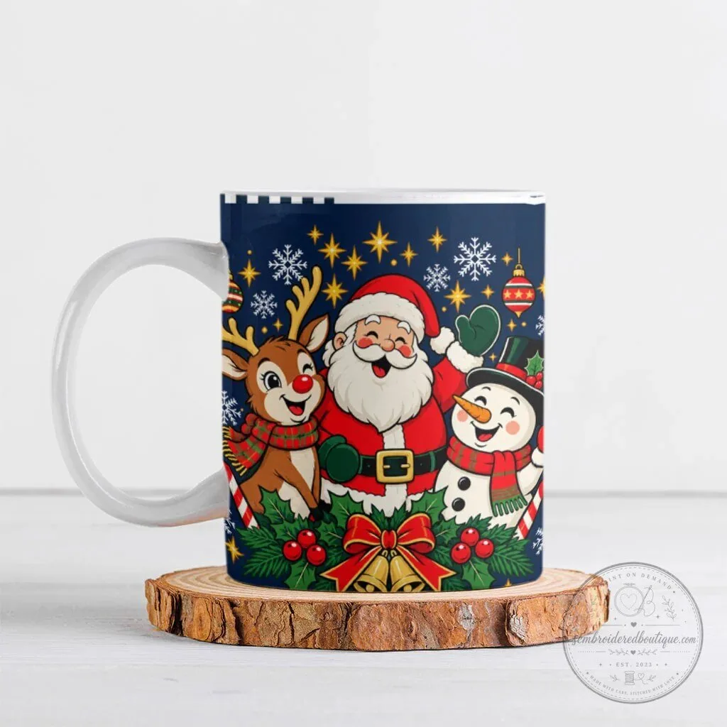 Festive Santa Claus Reindeer Snowman Christmas Holiday Coffee Mug