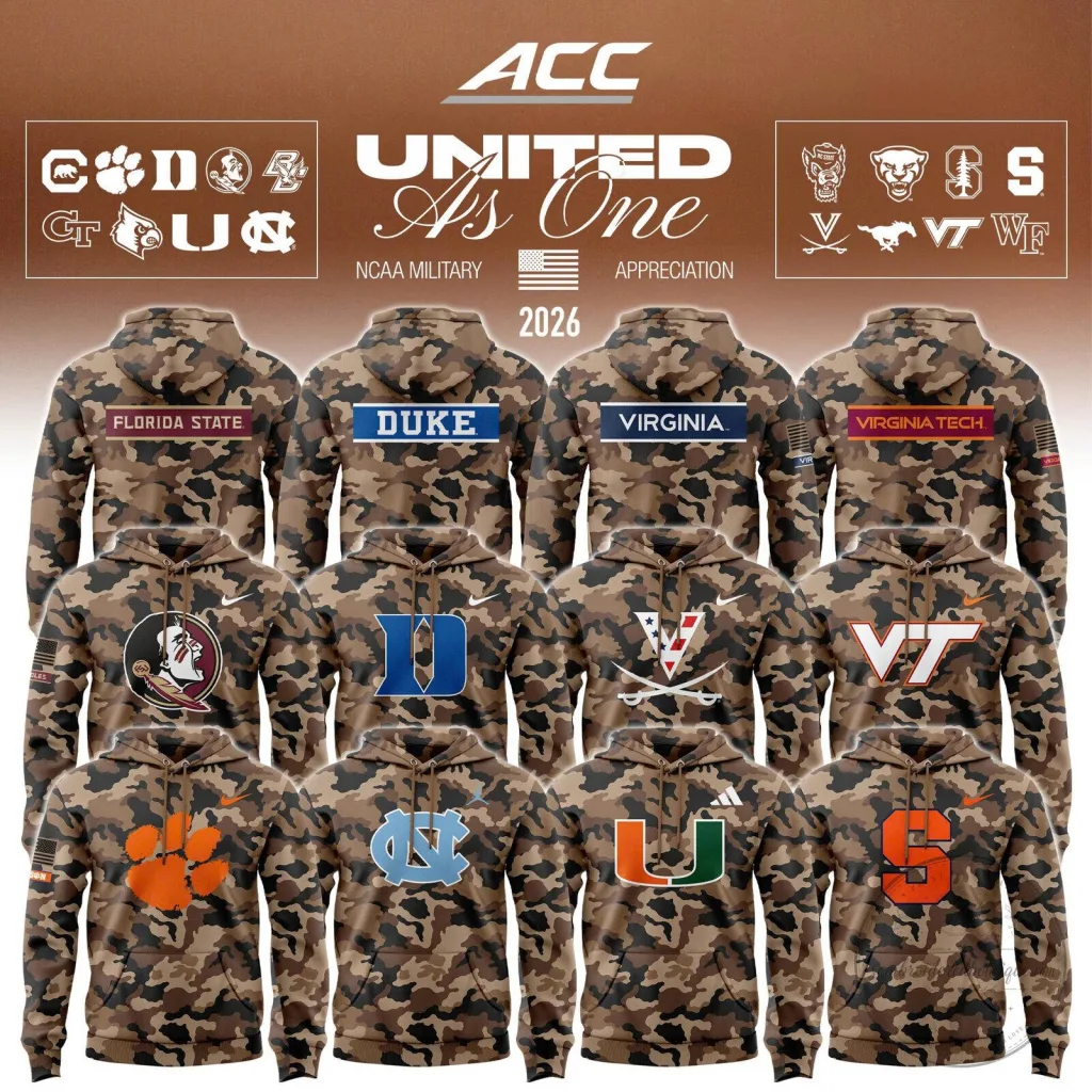 ACC Military Appreciation United As One NCAA Camouflage Hoodie ACC Military Appreciation United As One NCAA Camouflage Hoodie
