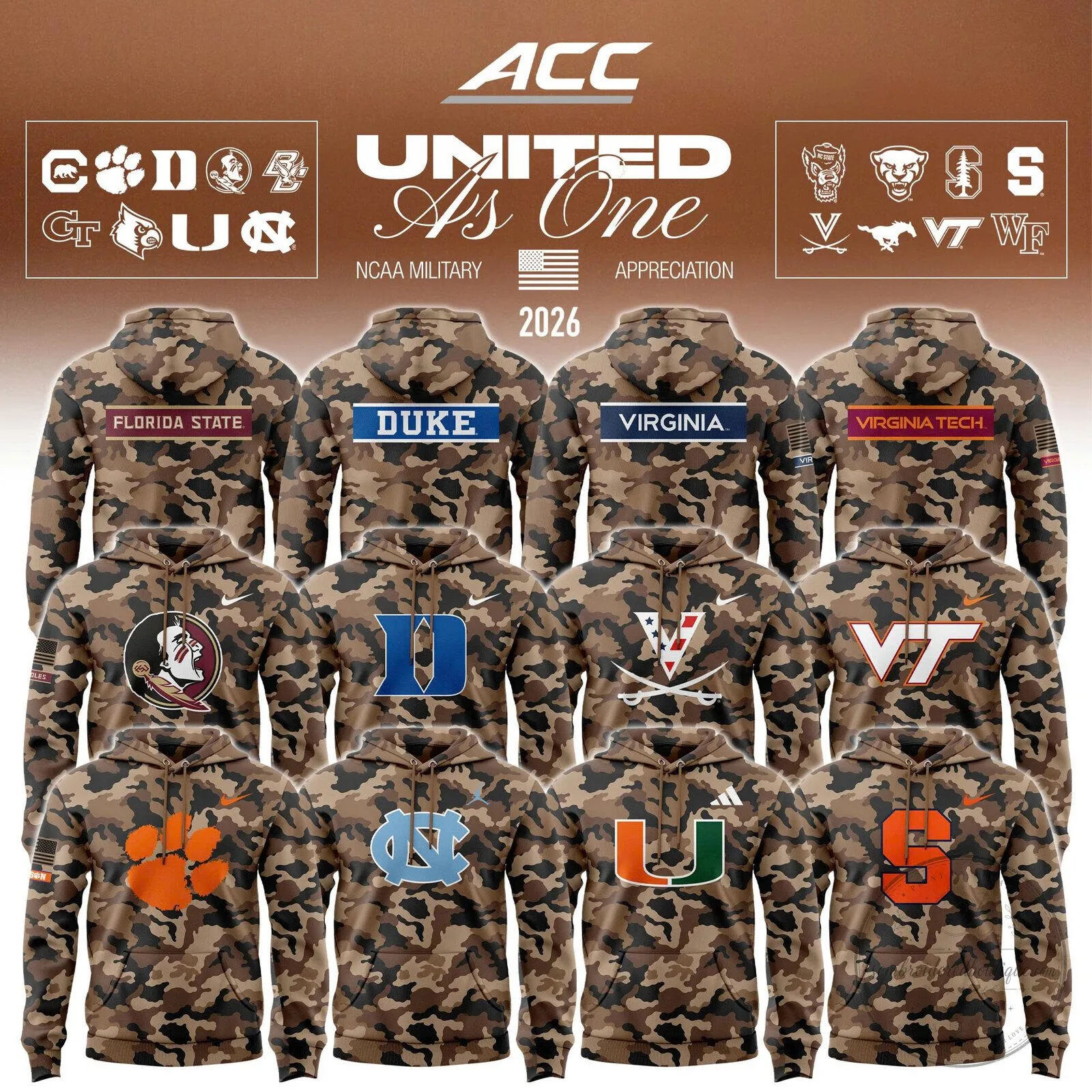 ACC Military Appreciation United As One NCAA Camouflage Hoodie 4 ACC Military Appreciation United As One NCAA Camouflage Hoodie