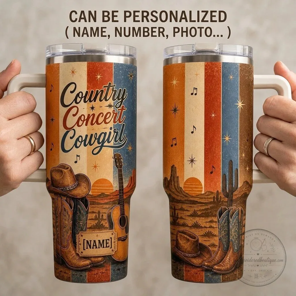 Personalized Country Concert Cowgirl Western Desert Scene Stainless Steel Tumbler