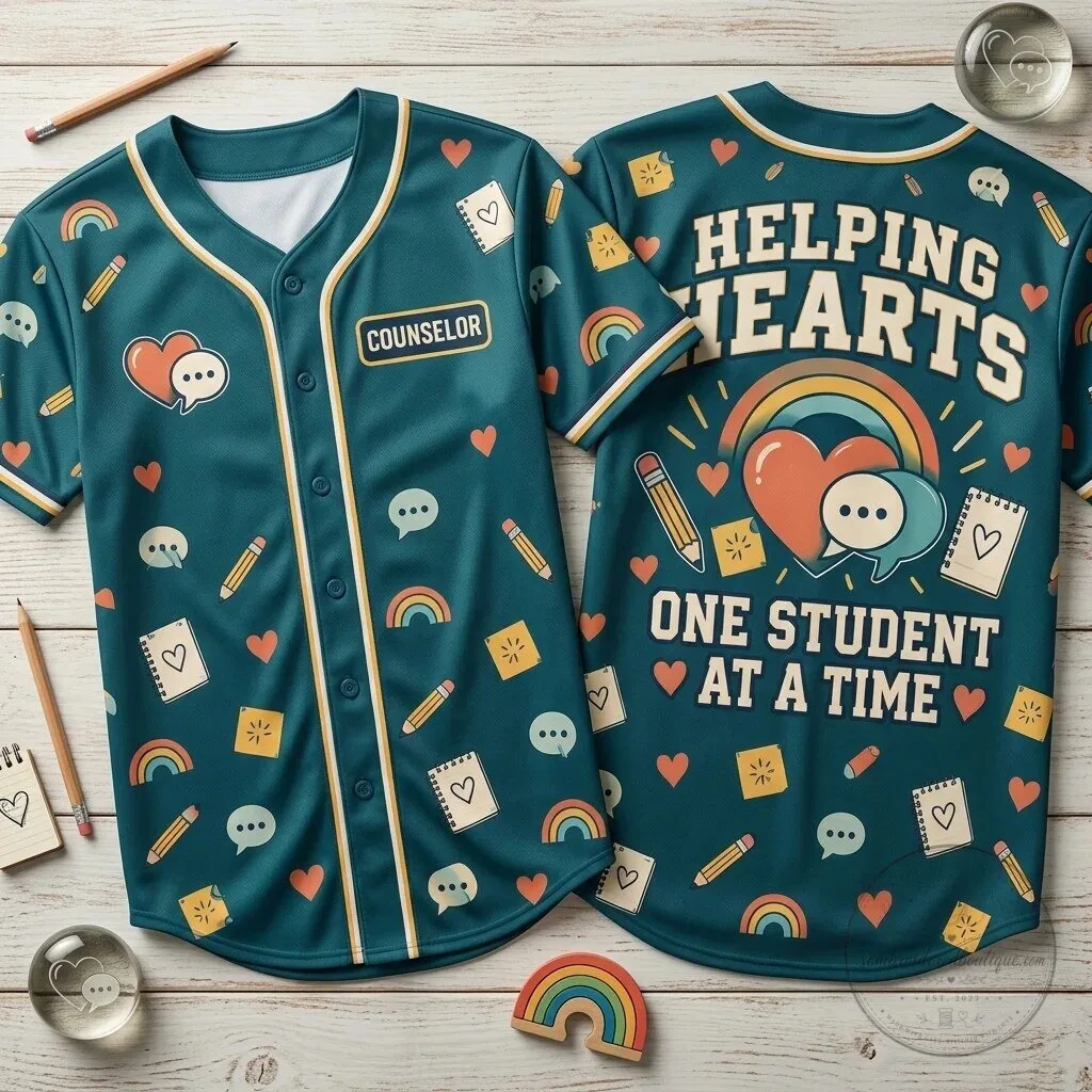 School Counselor Helping Hearts One Student At A Time All-Over Print Baseball Jersey
