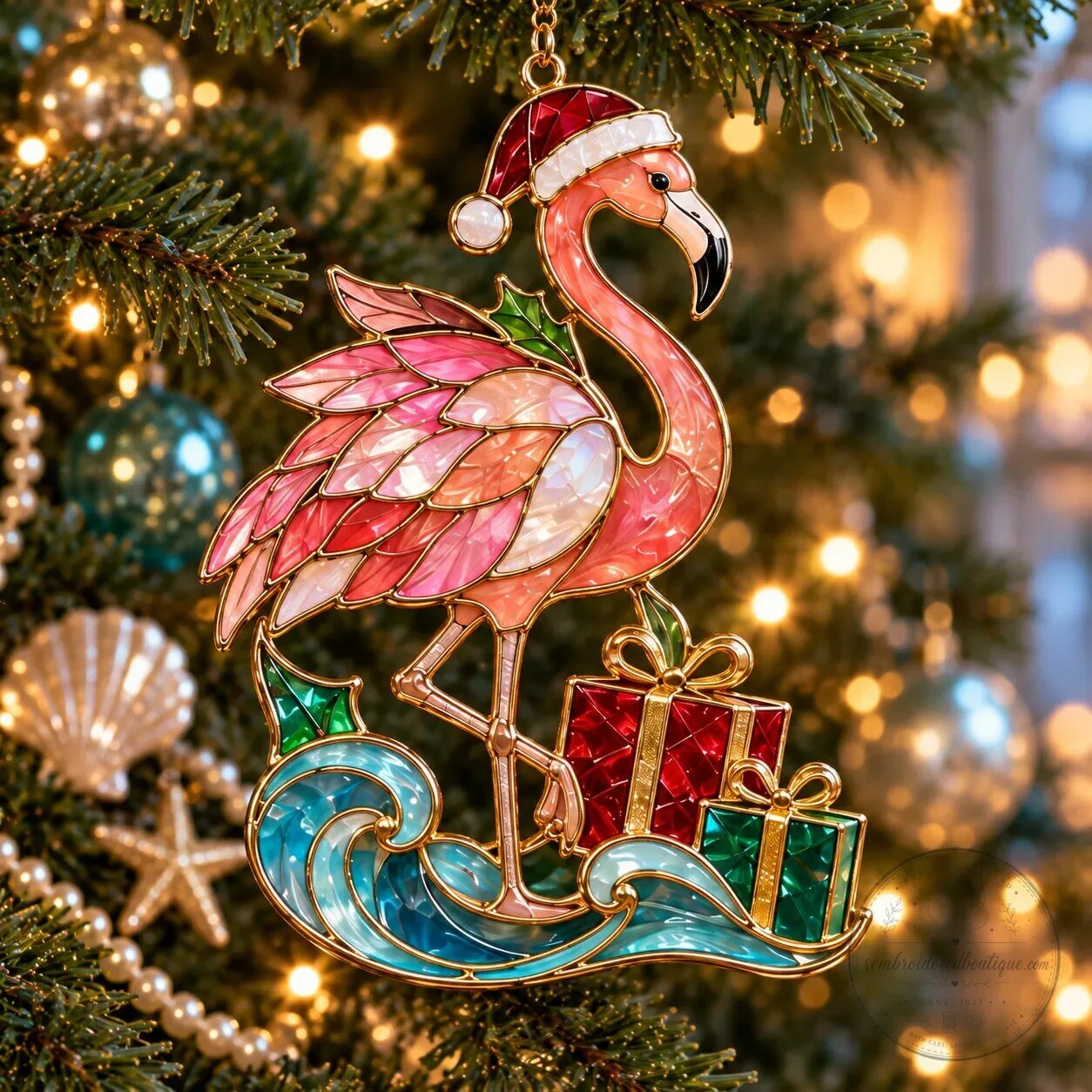 Coastal Christmas Flamingo Stained Glass Holiday Ornaments 20 Coastal Christmas Flamingo Stained Glass Holiday Ornaments