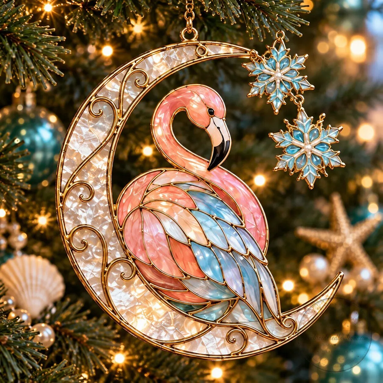 Coastal Christmas Flamingo Stained Glass Holiday Ornaments 22 Coastal Christmas Flamingo Stained Glass Holiday Ornaments
