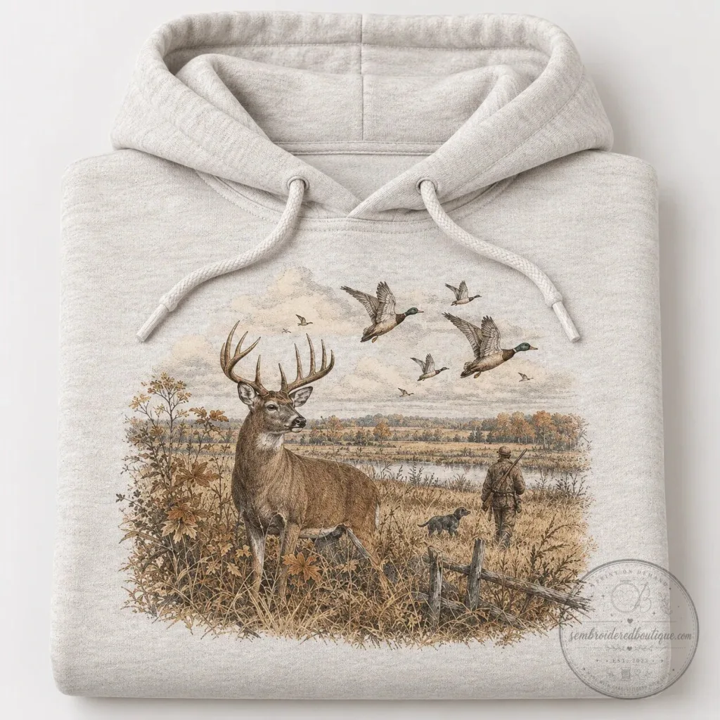 Whitetail Buck and Waterfowl Hunter Outdoor Hoodie Whitetail Buck and Waterfowl Hunter Outdoor Hoodie