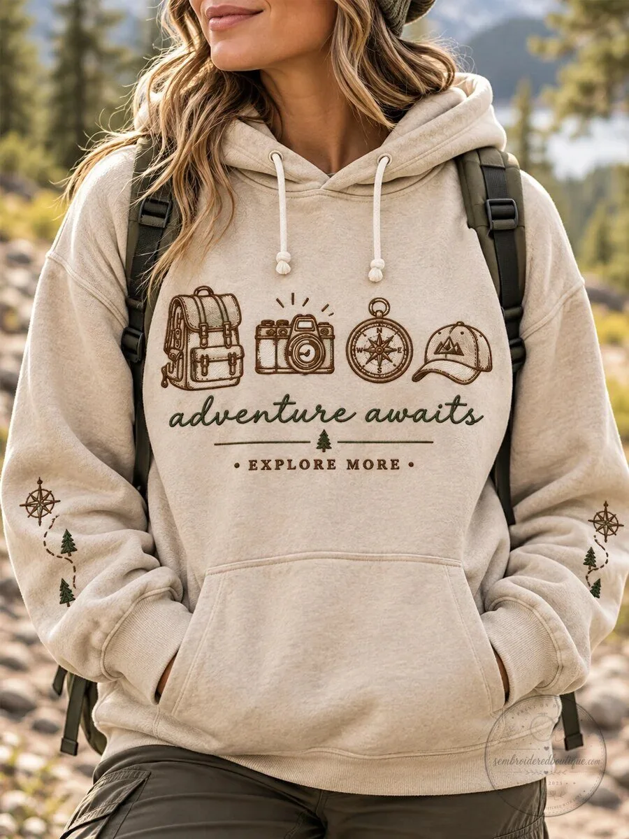 Adventure Awaits Explore More Hiker Camping Outdoor Women's Hoodie 5 Adventure Awaits Explore More Hiker Camping Outdoor Women