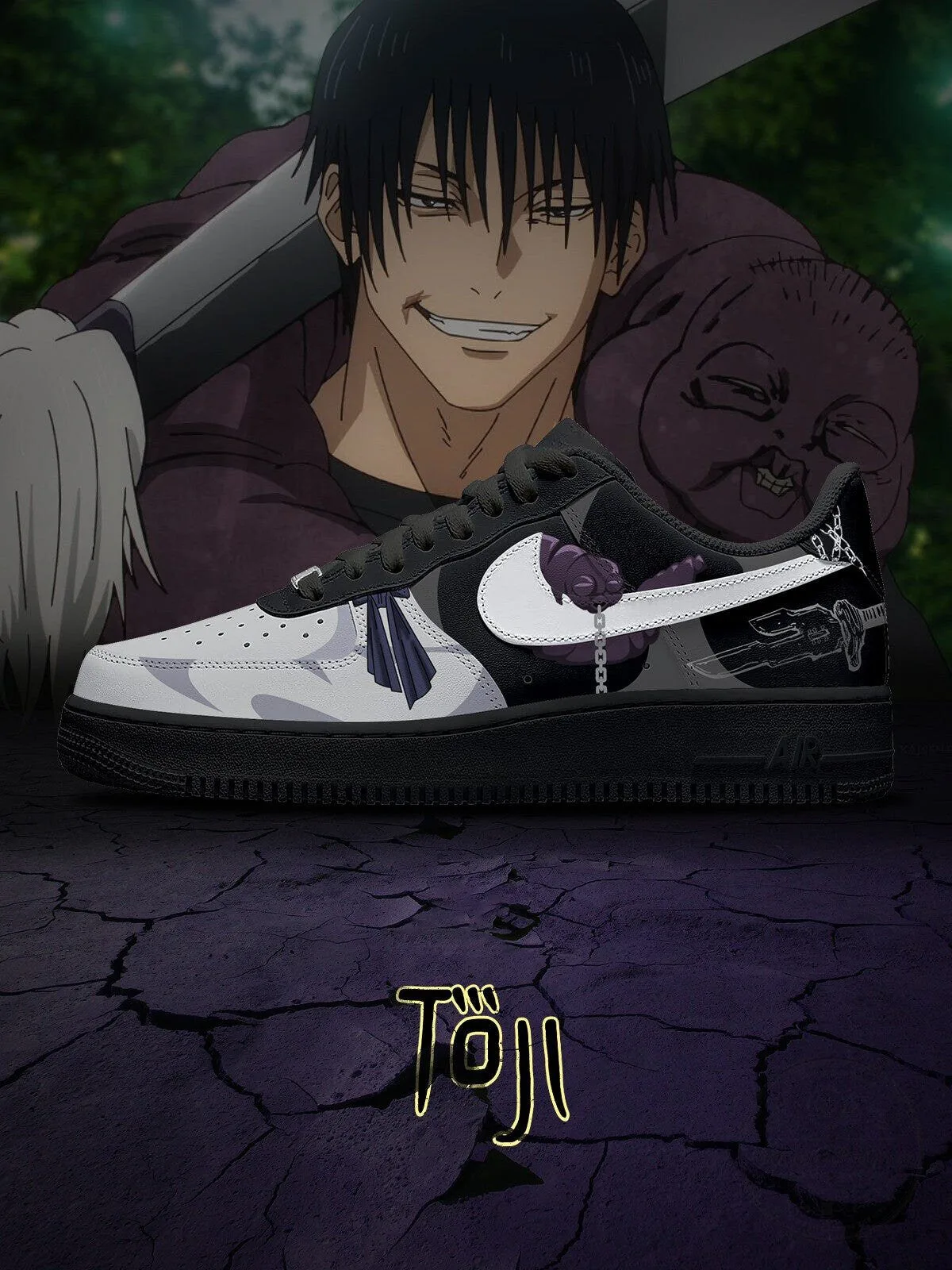 Toji Fushiguro Jujutsu Kaisen Anime Custom Design Black and White Sneakers 1 Toji Fushiguro Jujutsu Kaisen Anime Custom Design Black and White Sneakers