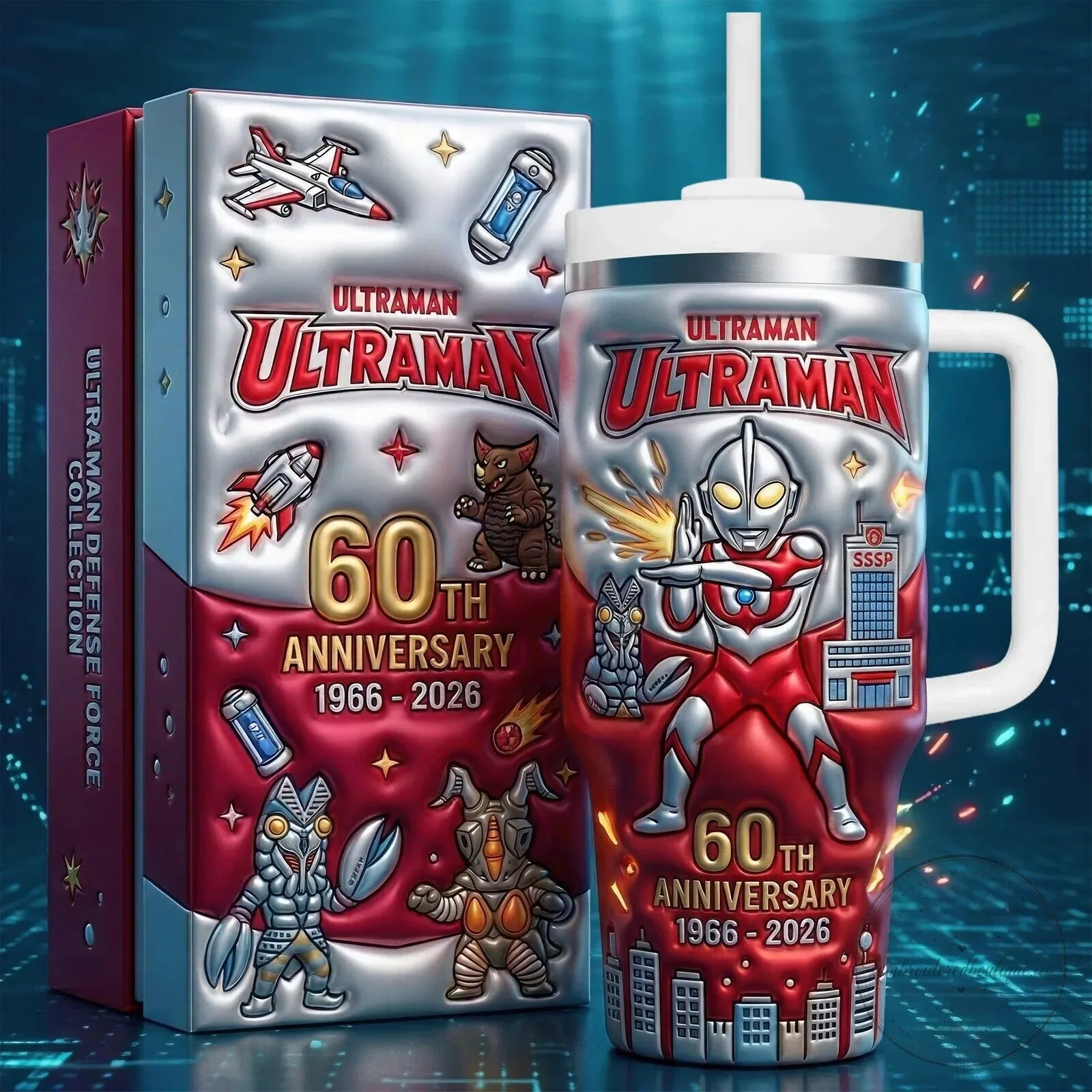 Ultraman 60th Anniversary Collection Insulated Tumbler with Handle and Straw