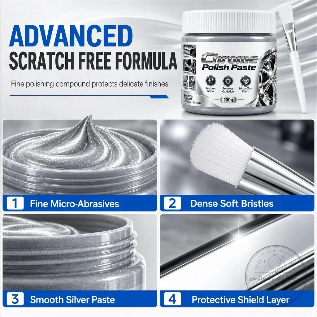 Chrome Polish Paste Metal Restorer for Mirror Shine 13 Chrome Polish Paste Metal Restorer for Mirror Shine