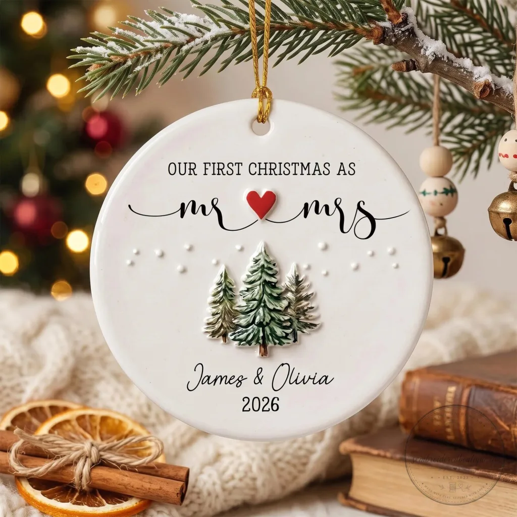 Our First Christmas As Mr and Mrs Personalized Tree Ornament Our First Christmas As Mr and Mrs Personalized Tree Ornament