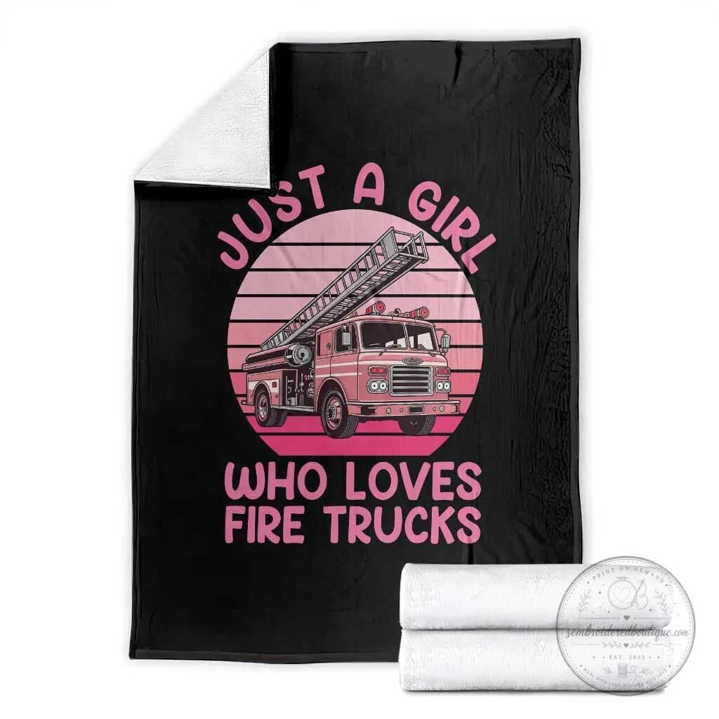 Just A Girl Who Loves Fire Trucks Retro Firefighter Rescue Throw Blanket 4 Just A Girl Who Loves Fire Trucks Retro Firefighter Rescue Throw Blanket