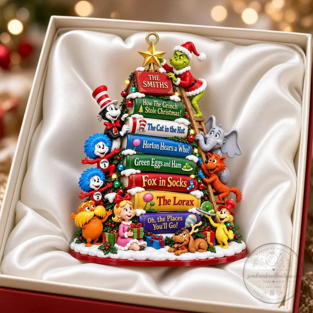 Dr. Seuss Christmas Tree Bookshelf Personalized Family Holiday Ornament Dr. Seuss Christmas Tree Bookshelf Personalized Family Holiday Ornament