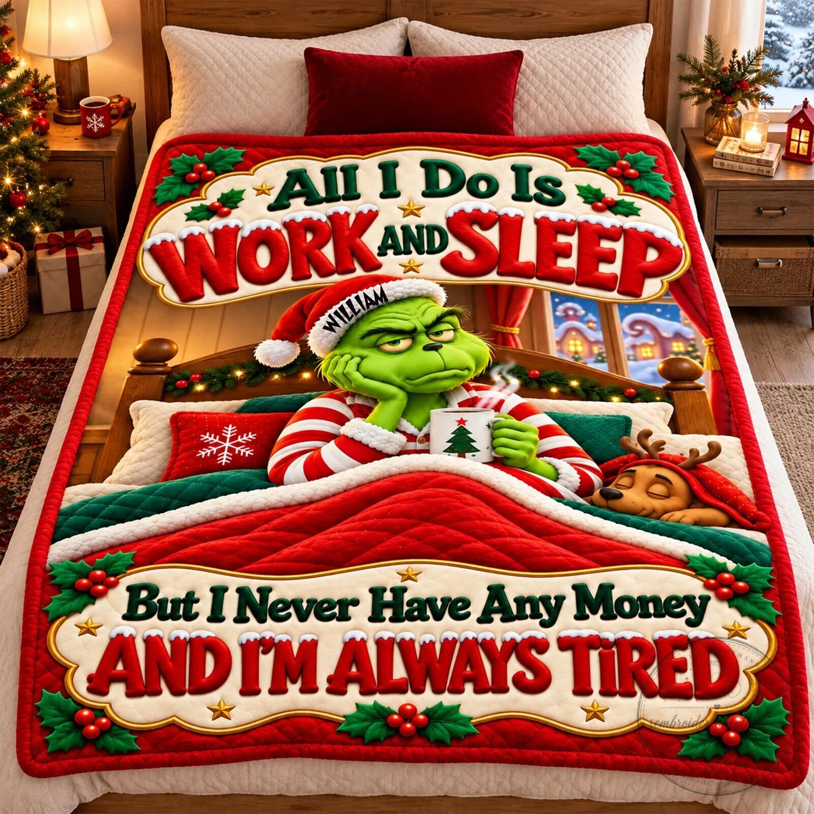 Funny Grinch All I Do Is Work And Sleep Christmas Blanket 8 Funny Grinch All I Do Is Work And Sleep Christmas Blanket