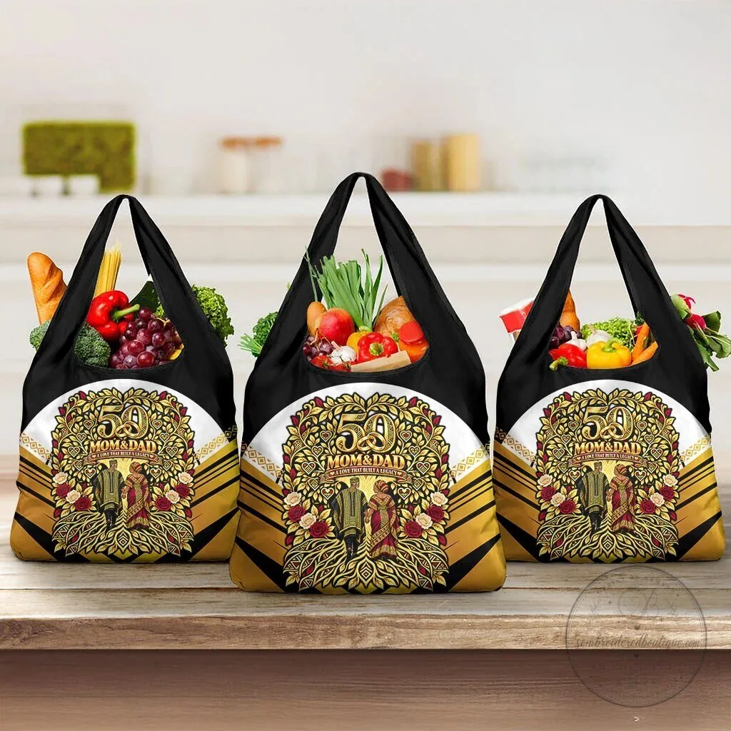 African American 50th Anniversary Mom and Dad Reusable Grocery Bag 12 African American 50th Anniversary Mom and Dad Reusable Grocery Bag