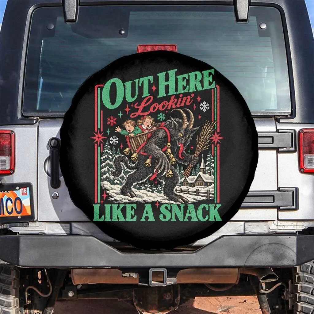 Krampus Out Here Lookin Like A Snack Funny Christmas Holiday Spare Tire Cover 1 Krampus Out Here Lookin Like A Snack Funny Christmas Holiday Spare Tire Cover