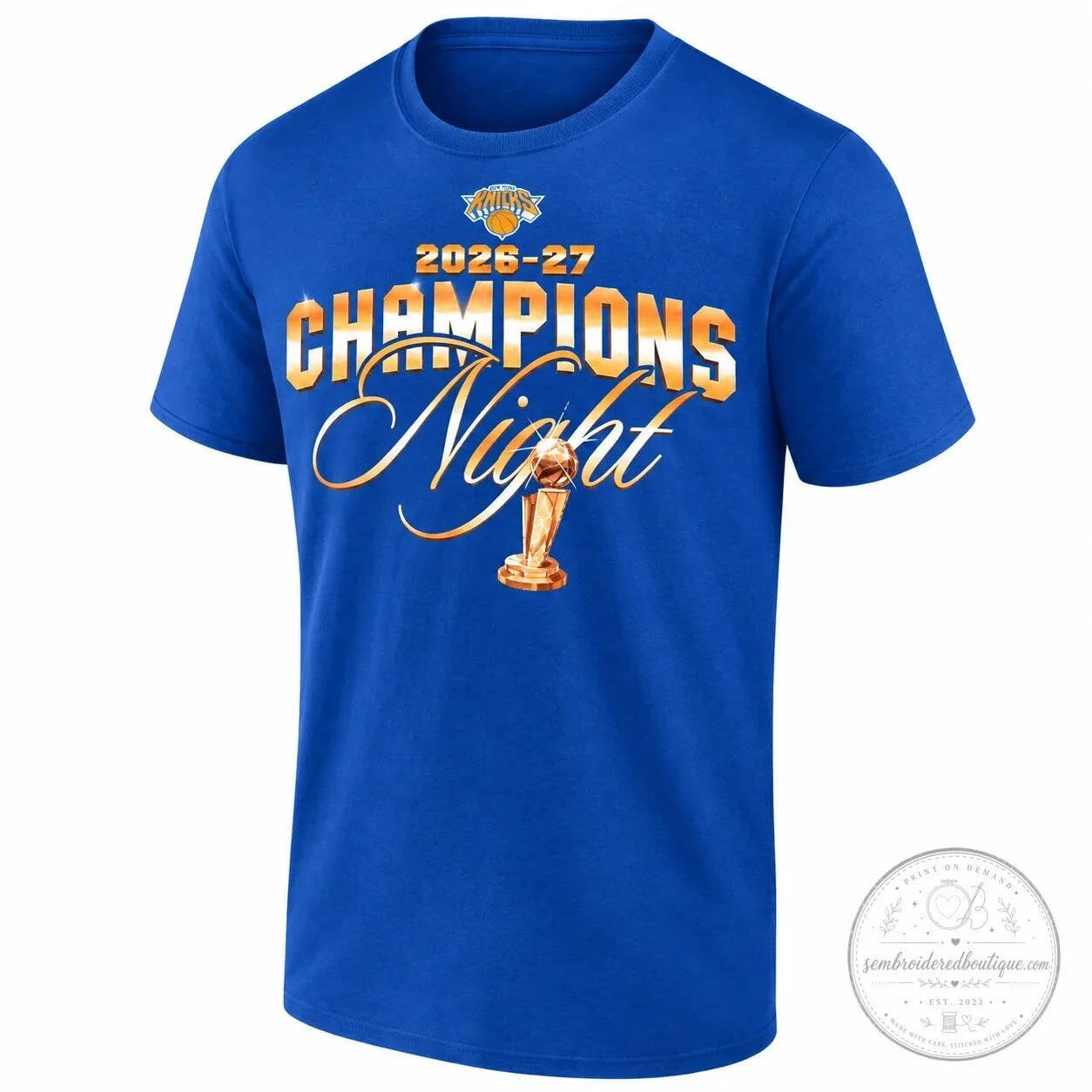 New York Knicks 2026-27 Champions Night Blue Fanatics T-Shirt