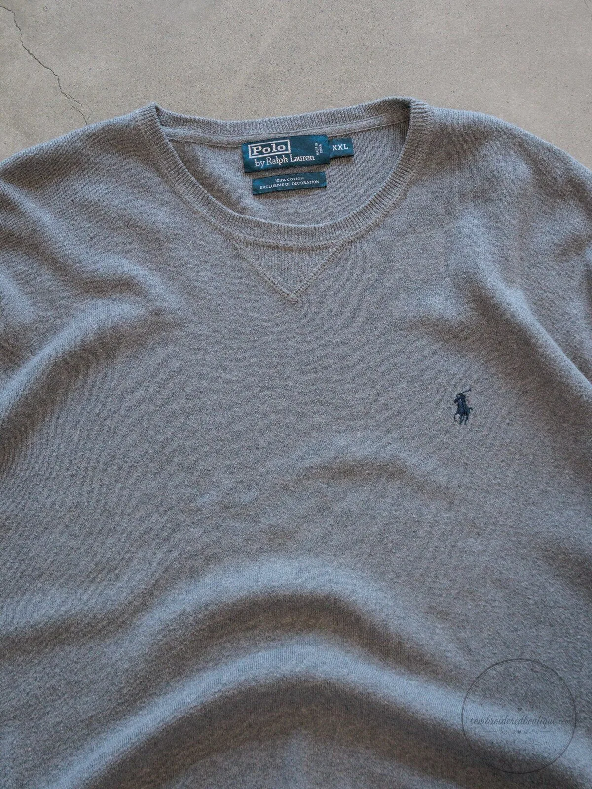 Vintage Grey Polo Ralph Lauren Crewneck Sweater with Embroidered Pony Logo 8 Vintage Grey Polo Ralph Lauren Crewneck Sweater with Embroidered Pony Logo