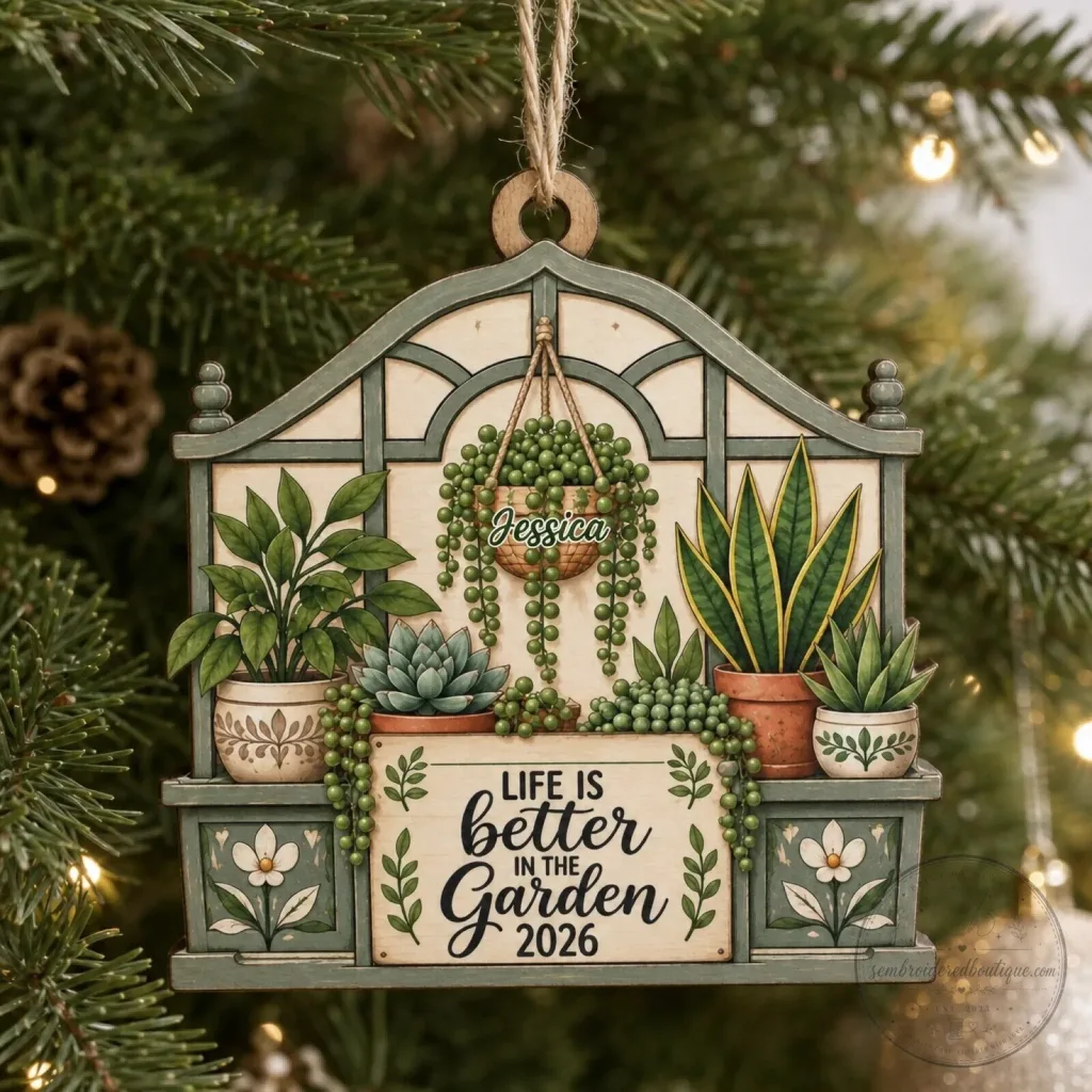 Custom Garden Christmas Ornament - Life Is Better in the Greenhouse Custom Garden Christmas Ornament - Life Is Better in the Greenhouse