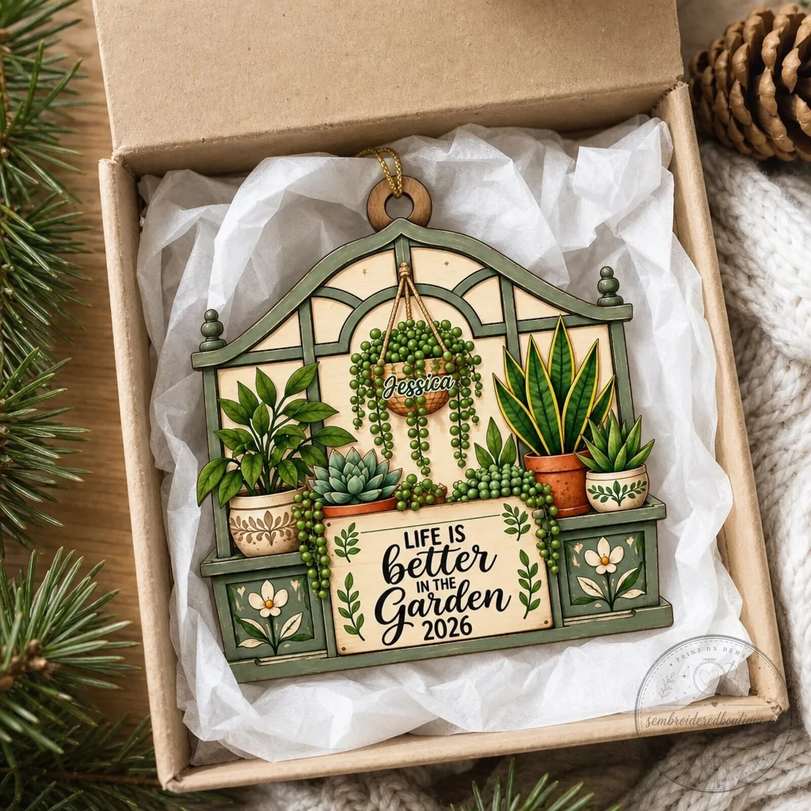 Custom Garden Christmas Ornament - Life Is Better in the Greenhouse 12 Custom Garden Christmas Ornament - Life Is Better in the Greenhouse
