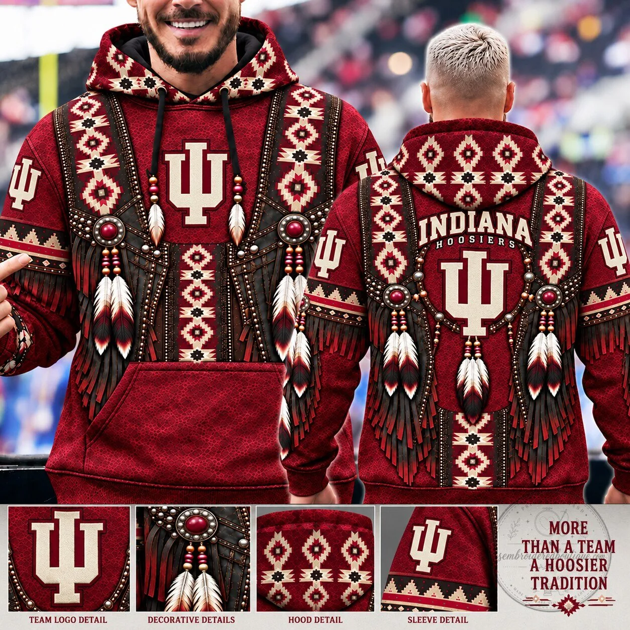 Indiana Hoosiers Football Heritage Hoodie, Native American Inspired