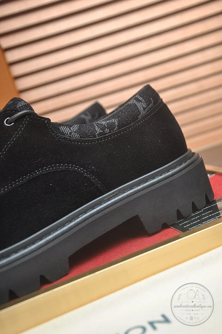 Louis Vuitton Black Suede Leather Derby Shoes with Lug Sole 12 Louis Vuitton Black Suede Leather Derby Shoes with Lug Sole