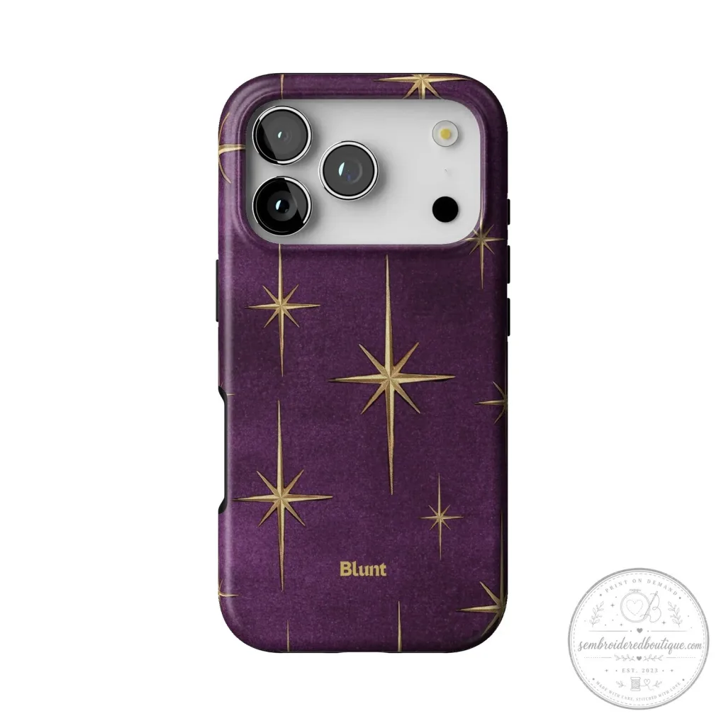 Purple Gold Starburst Pattern Protective Phone Case for iPhone 15 Pro Max Purple Gold Starburst Pattern Protective Phone Case for iPhone 15 Pro Max