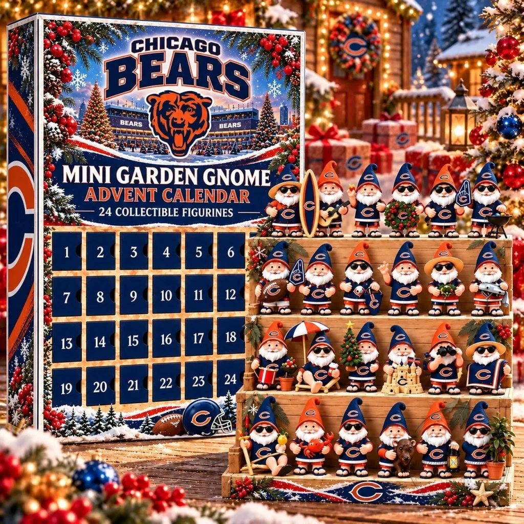 Chicago Bears NFL Mini Garden Gnome Advent Calendar with 24 Collectible Figurines 2D Chicago Bears NFL Mini Garden Gnome Advent Calendar with 24 Collectible Figurines 2D