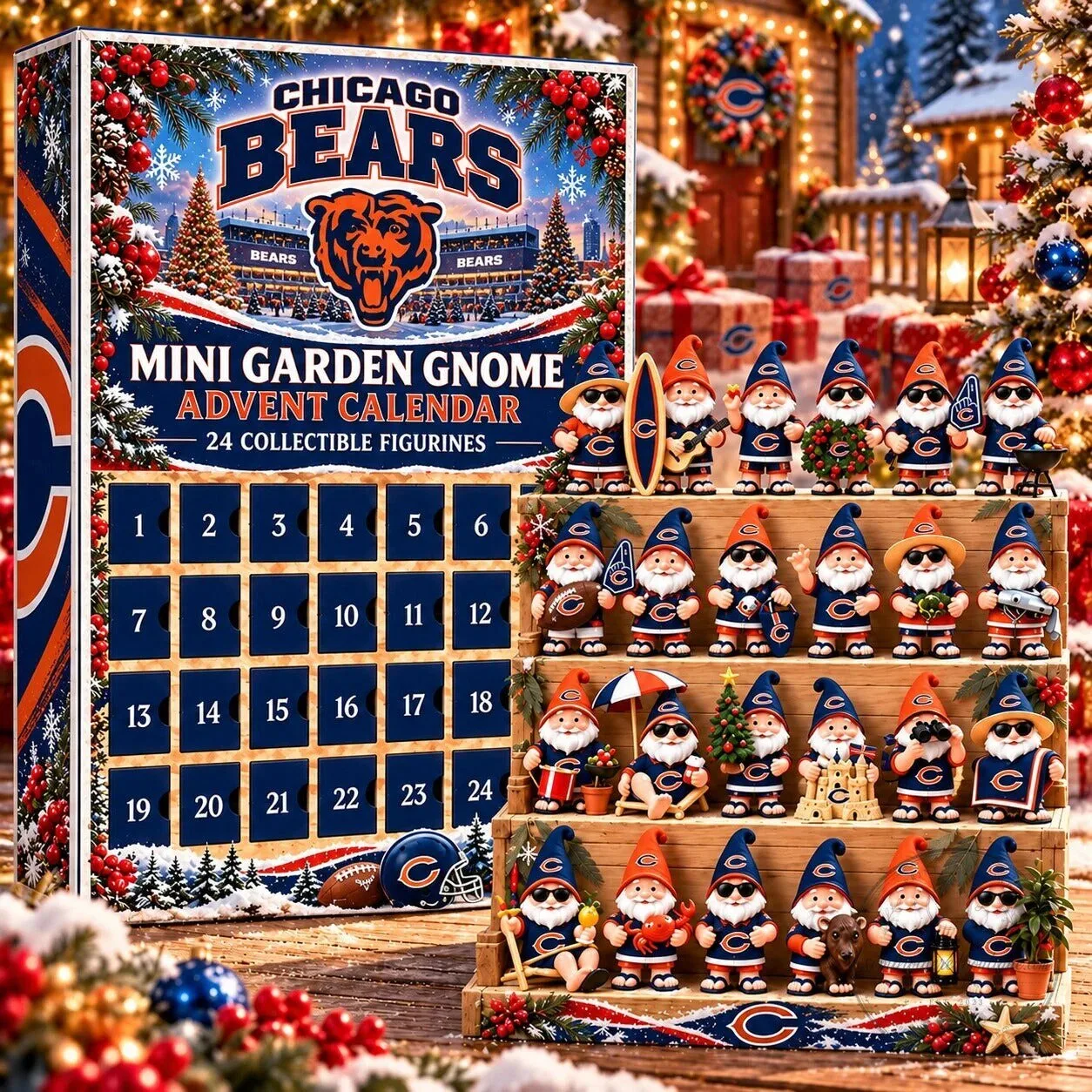 Chicago Bears NFL Mini Garden Gnome Advent Calendar with 24 Collectible Figurines 2D 5 Chicago Bears NFL Mini Garden Gnome Advent Calendar with 24 Collectible Figurines 2D