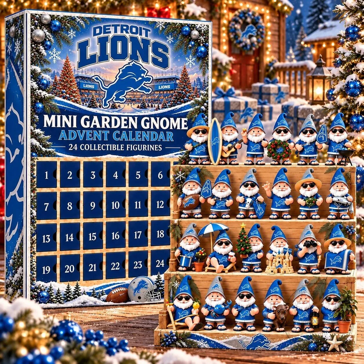 Detroit Lions NFL Mini Garden Gnome Advent Calendar 2D 1 Detroit Lions NFL Mini Garden Gnome Advent Calendar 2D